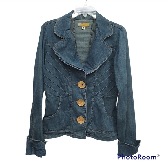 Anthropologie Tulle Denim Jacket Misses size M